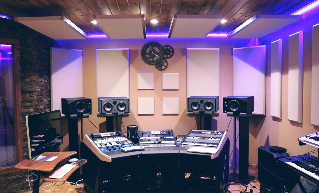 View of a mastering studio